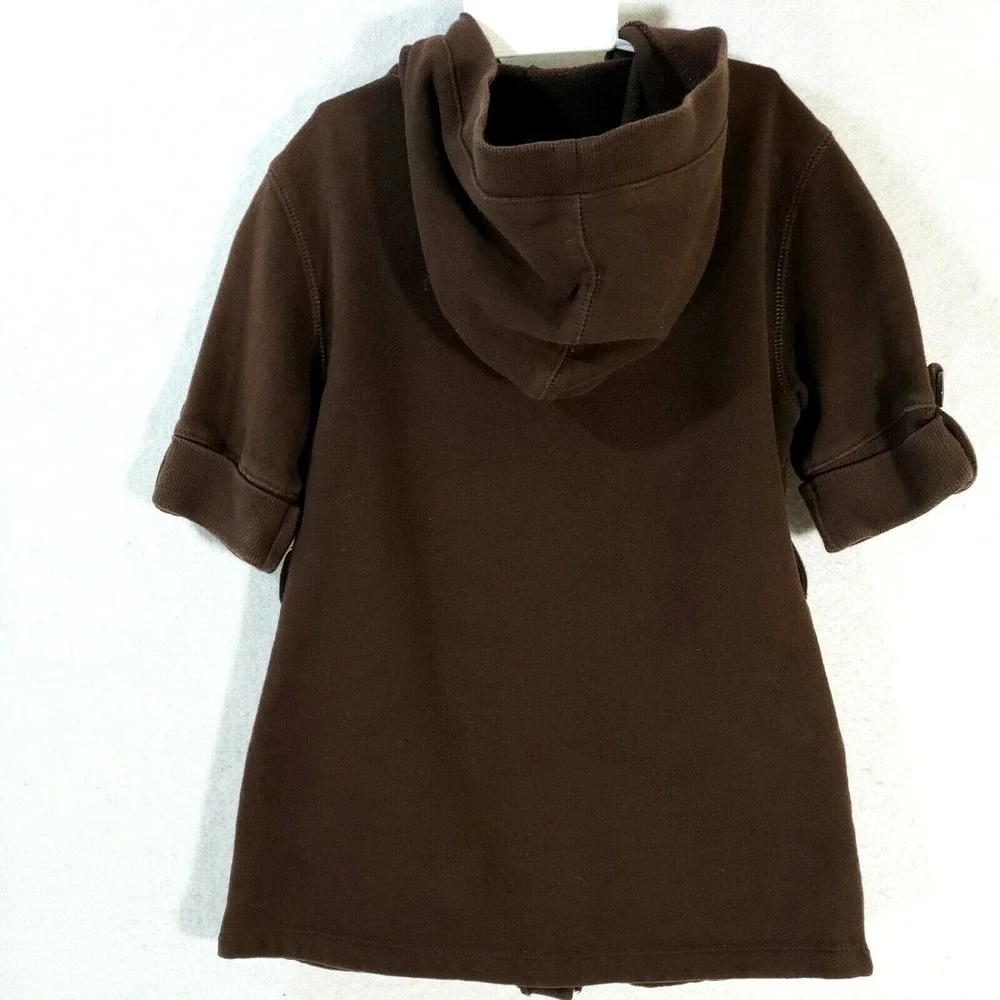 Gymboree Girls Size 5-6 Hooded Short Sleeve Shirt Brown Rhinestone Heart Hoody
